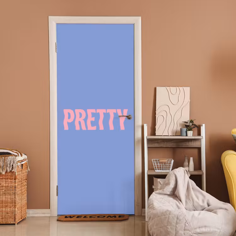 Deursticker - Pretty - Roze - Blauw - Golvend — 2