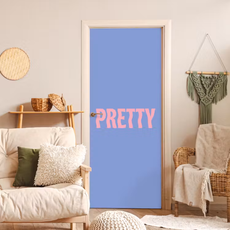 Deursticker - Pretty - Roze - Blauw - Golvend — 4