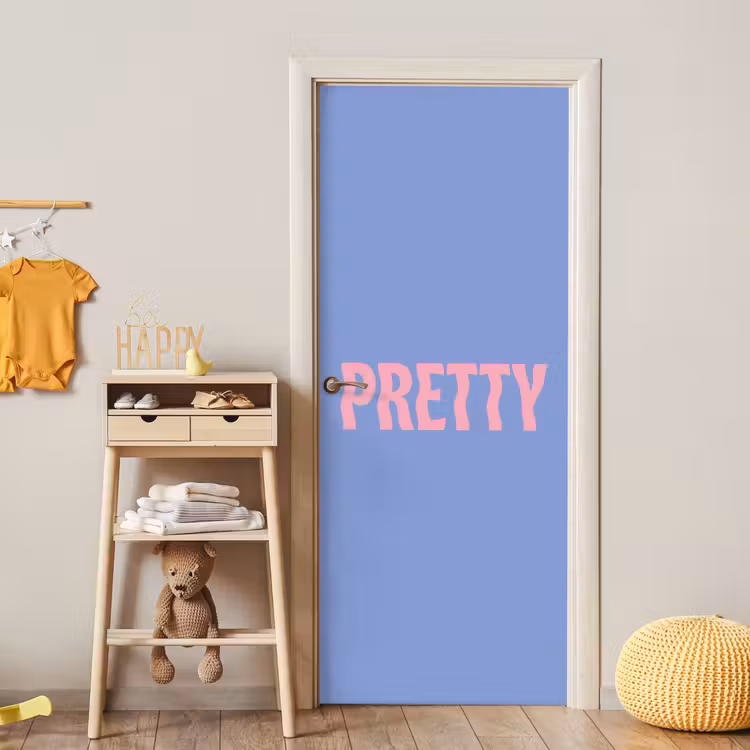 Deursticker - Pretty - Roze - Blauw - Golvend — 6