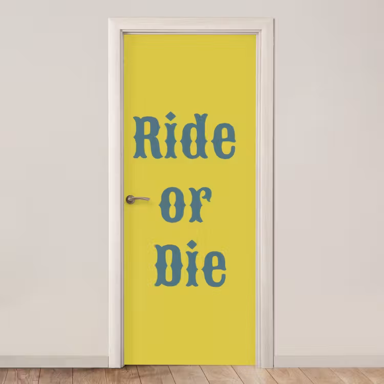 Deursticker - Ride or die - Geel - Blauw — 1