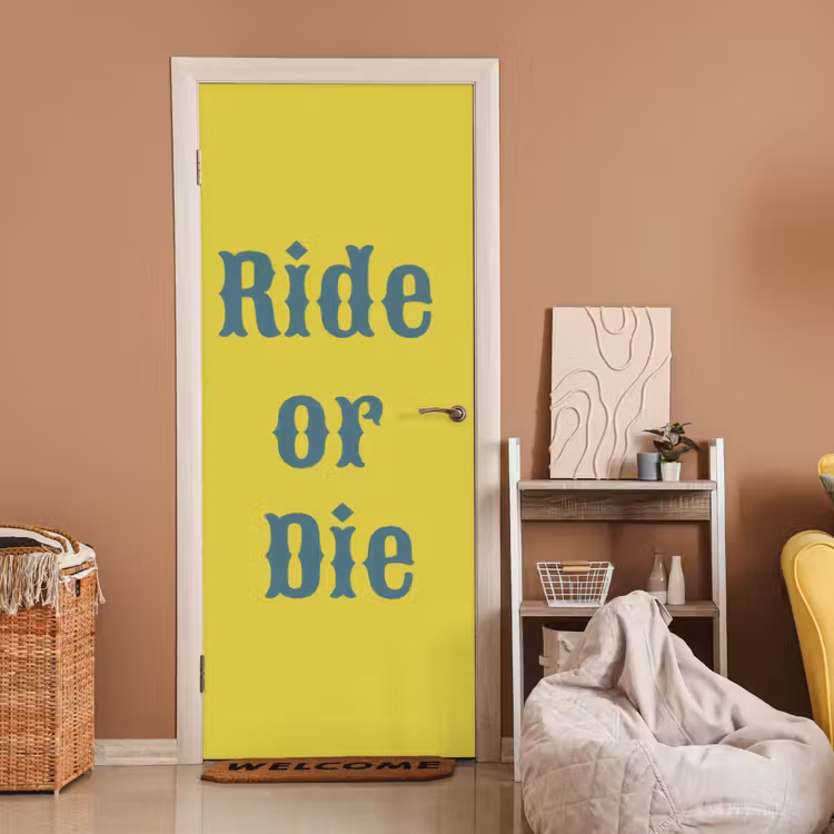 Deursticker - Ride or die - Geel - Blauw — 2
