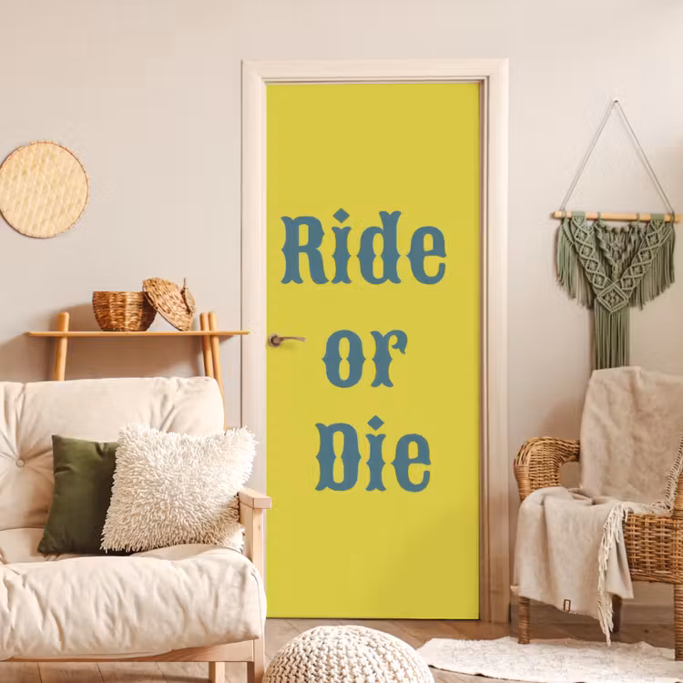 Deursticker - Ride or die - Geel - Blauw — 4
