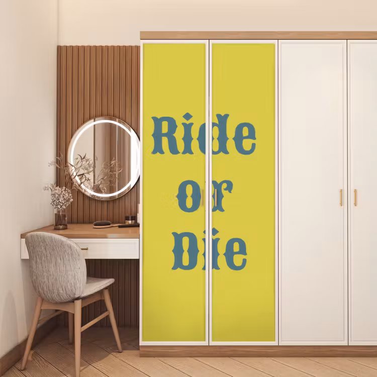 Deursticker - Ride or die - Geel - Blauw — 5