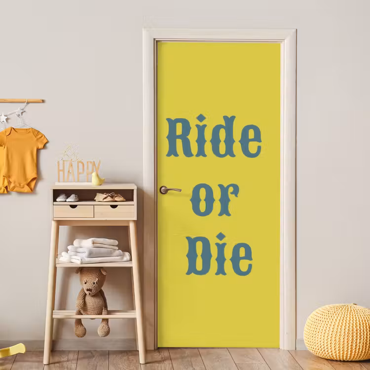 Deursticker - Ride or die - Geel - Blauw — 6