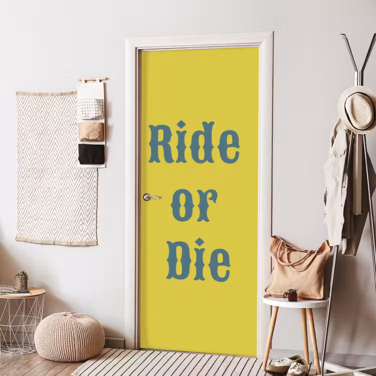 Deursticker - Ride or die - Geel - Blauw — 8