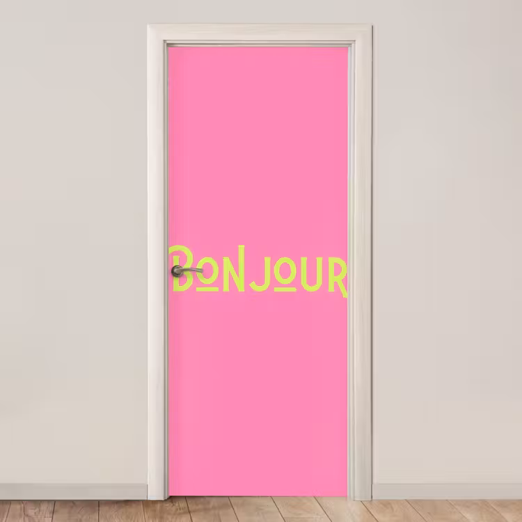 Deursticker - Roze - Groene Bonjour - art-deco — 1