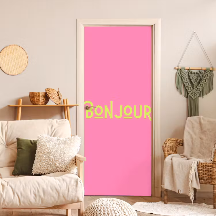 Deursticker - Roze - Groene Bonjour - art-deco — 4