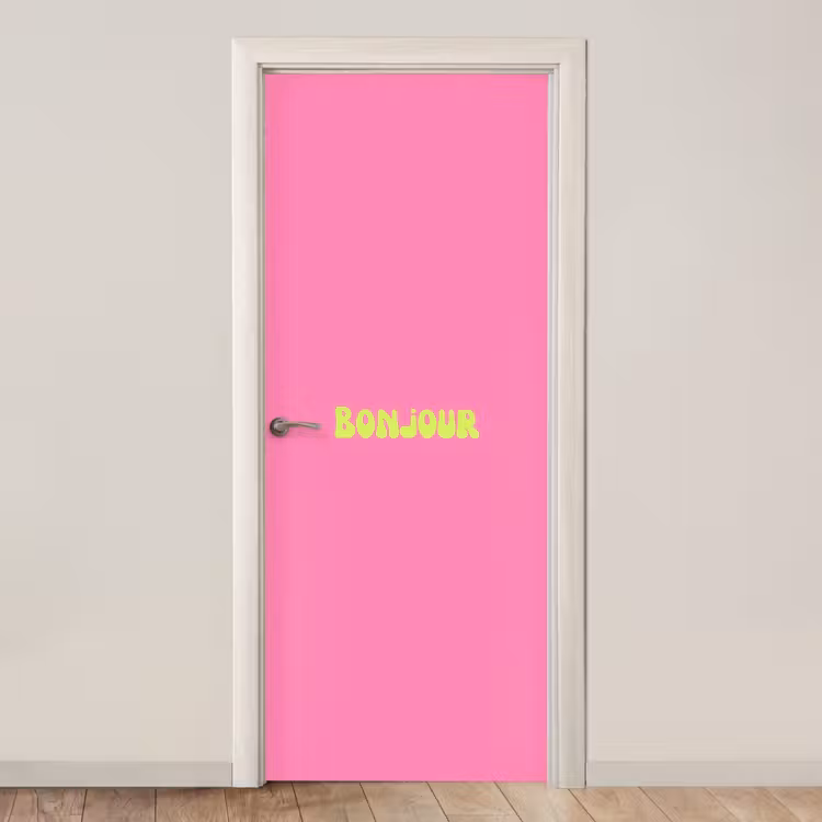 Deursticker - Roze - Groene bonjour - Organisch — 1