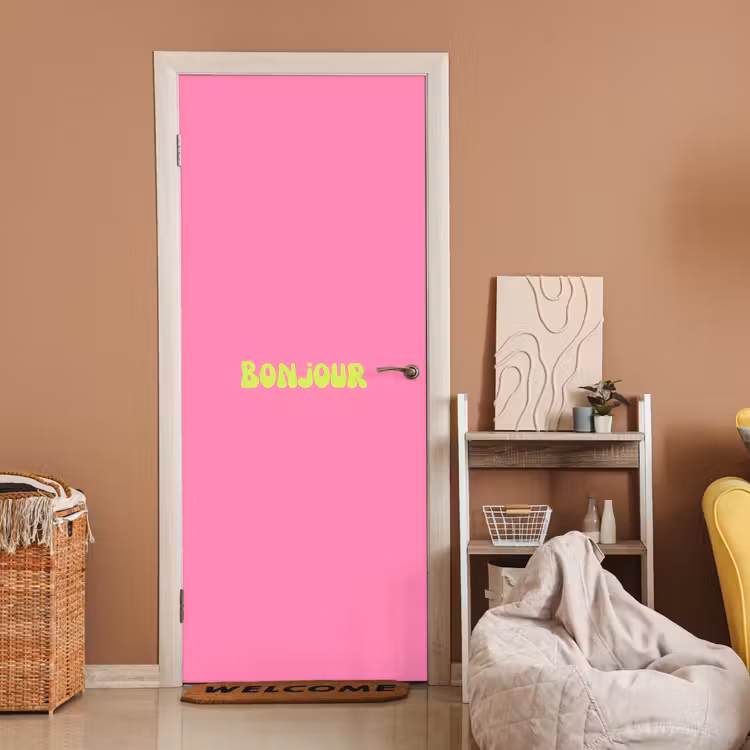 Deursticker - Roze - Groene bonjour - Organisch — 2