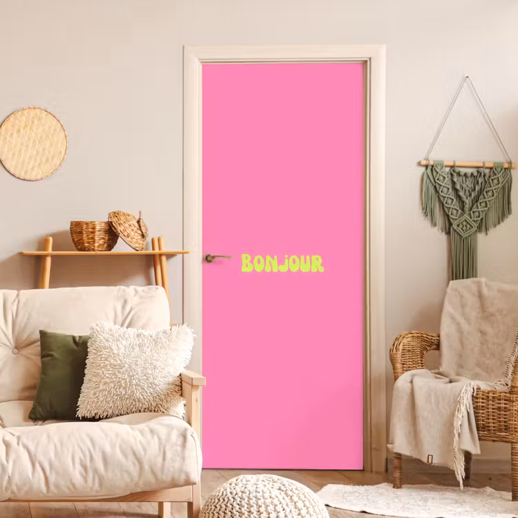 Deursticker - Roze - Groene bonjour - Organisch — 4