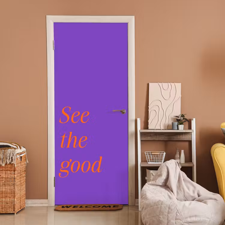 Deursticker - See the good - Oranje - Paars — 2