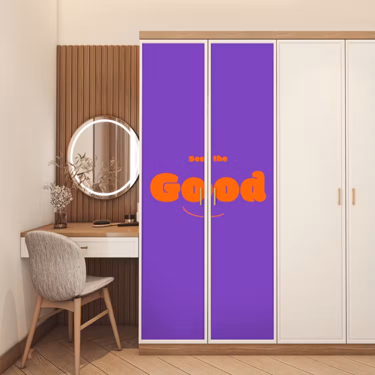 Deursticker - See the good - Oranje - Paars - Smiley — 5
