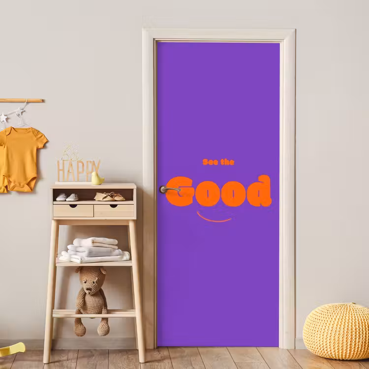 Deursticker - See the good - Oranje - Paars - Smiley — 6