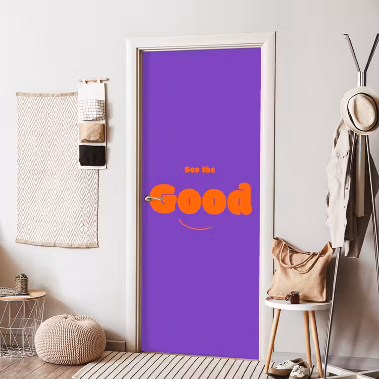 Deursticker - See the good - Oranje - Paars - Smiley — 8