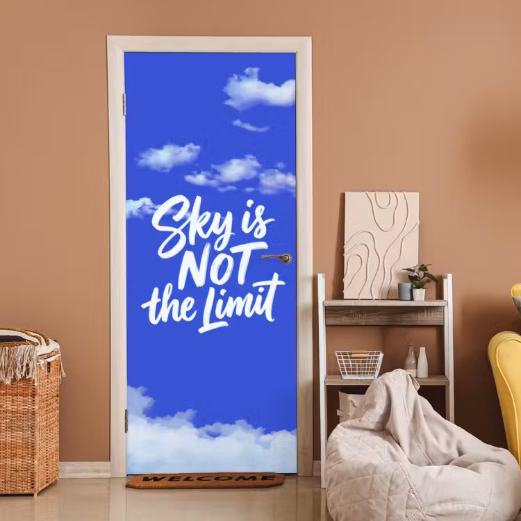 Deursticker - Sky is not the limit - Blauwe lucht - Wolken — 2