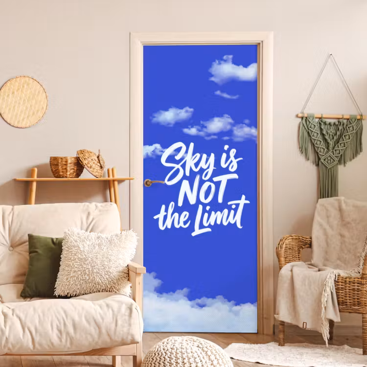 Deursticker - Sky is not the limit - Blauwe lucht - Wolken — 4