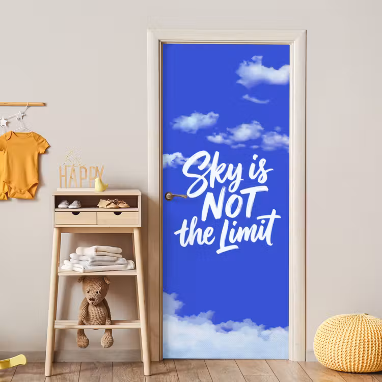 Deursticker - Sky is not the limit - Blauwe lucht - Wolken — 6