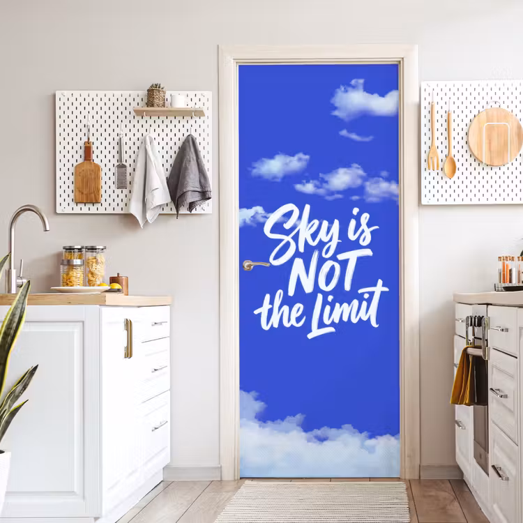 Deursticker - Sky is not the limit - Blauwe lucht - Wolken — 7