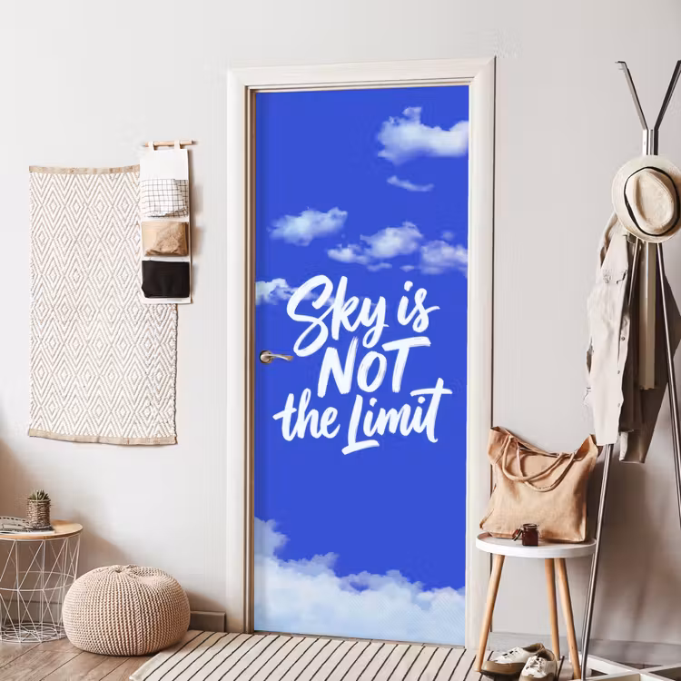 Deursticker - Sky is not the limit - Blauwe lucht - Wolken — 8
