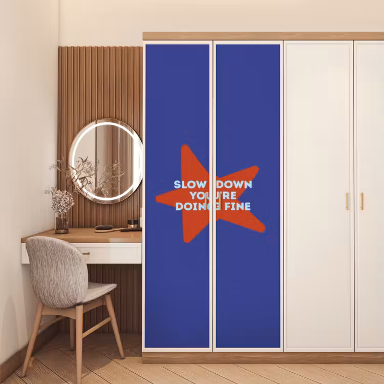 Deursticker - Slow down you're doing fine - Ster - Blauw — 5