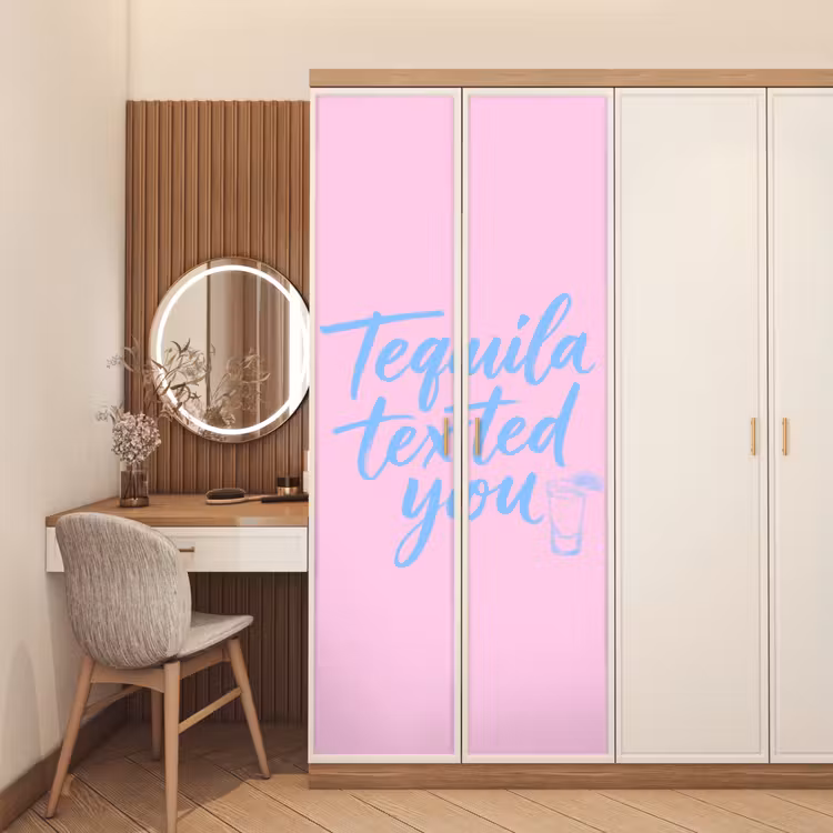 Deursticker - Tequila texted you - Roze - Blauw — 5