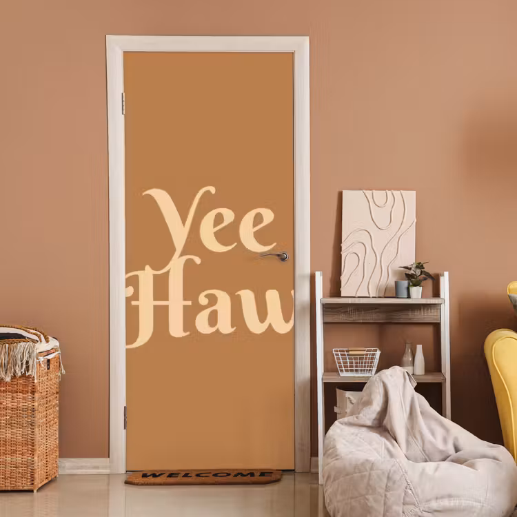 Deursticker - Yee haw - Bruin - Minimalistisch — 2