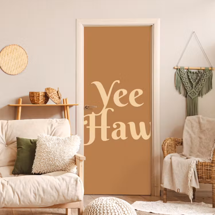 Deursticker - Yee haw - Bruin - Minimalistisch — 4