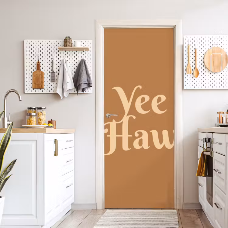 Deursticker - Yee haw - Bruin - Minimalistisch — 7