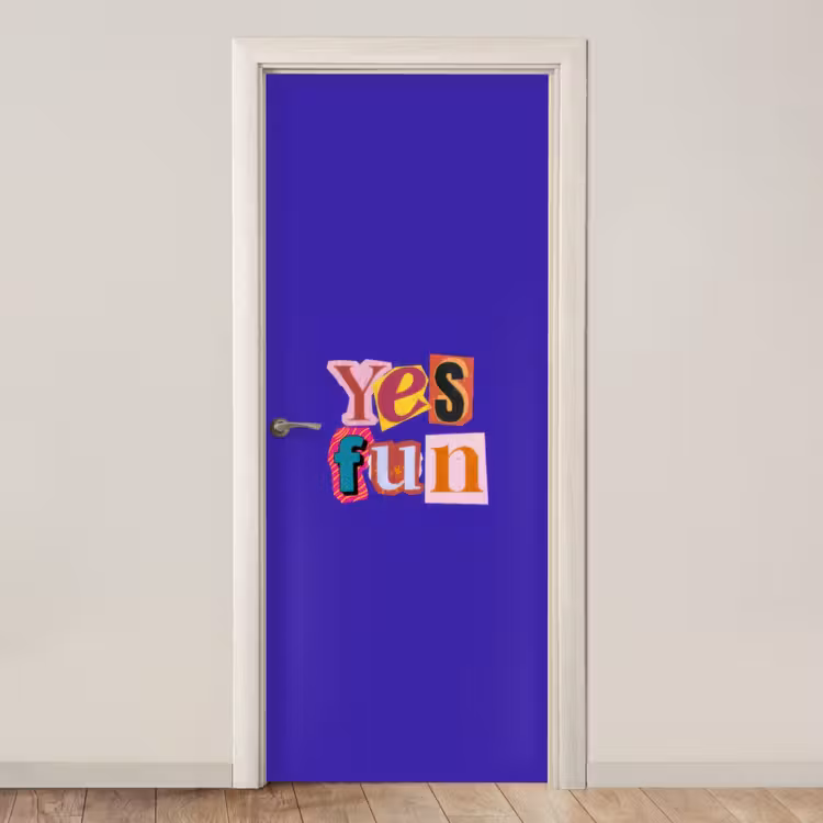Deursticker - Yes fun - Kleurrijk - Collage-stijl — 1