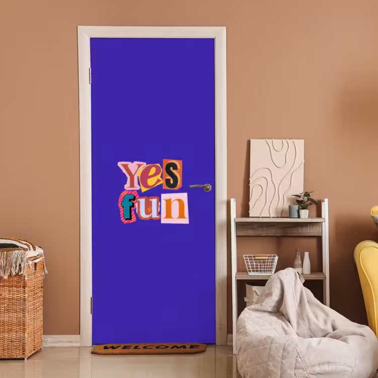 Deursticker - Yes fun - Kleurrijk - Collage-stijl — 2