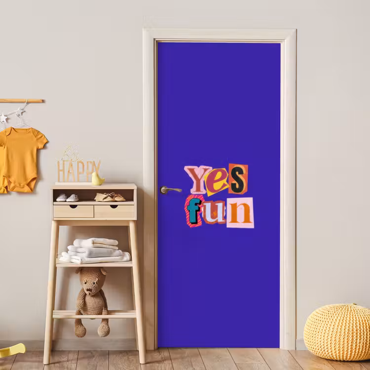 Deursticker - Yes fun - Kleurrijk - Collage-stijl — 6
