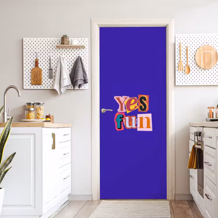 Deursticker - Yes fun - Kleurrijk - Collage-stijl — 7