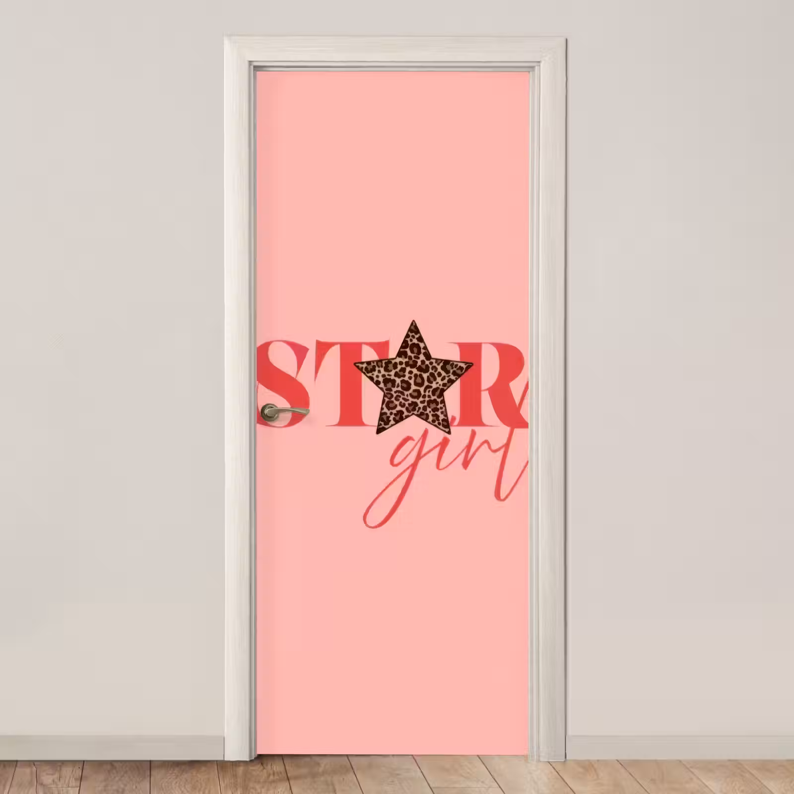 Deursticker - Star girl - Roze - Panter - Ster — 1