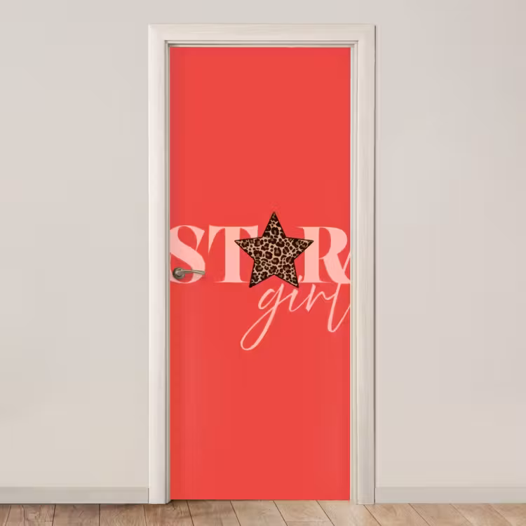 Deursticker - Star girl - Rood - Panter - Ster — 1