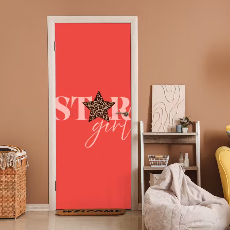 Deursticker - Star girl - Rood - Panter - Ster — 2