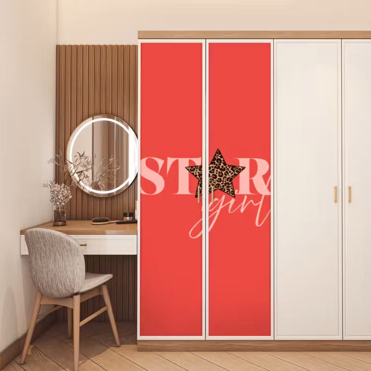 Deursticker - Star girl - Rood - Panter - Ster — 5