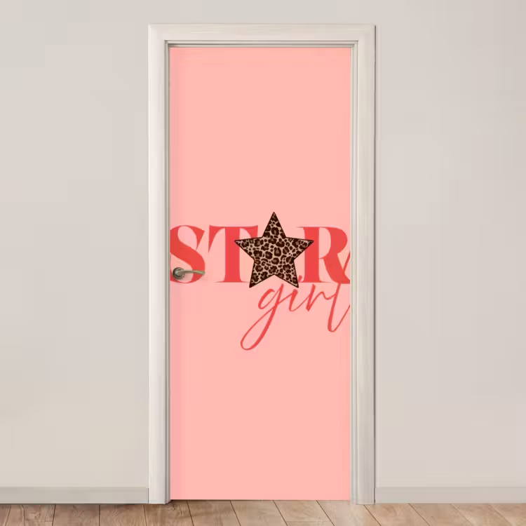 Deursticker - Star girl - Roze - Panter - Ster — 1
