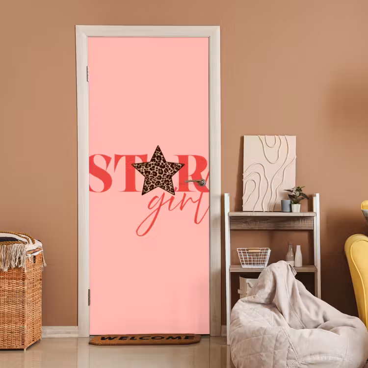Deursticker - Star girl - Roze - Panter - Ster — 2
