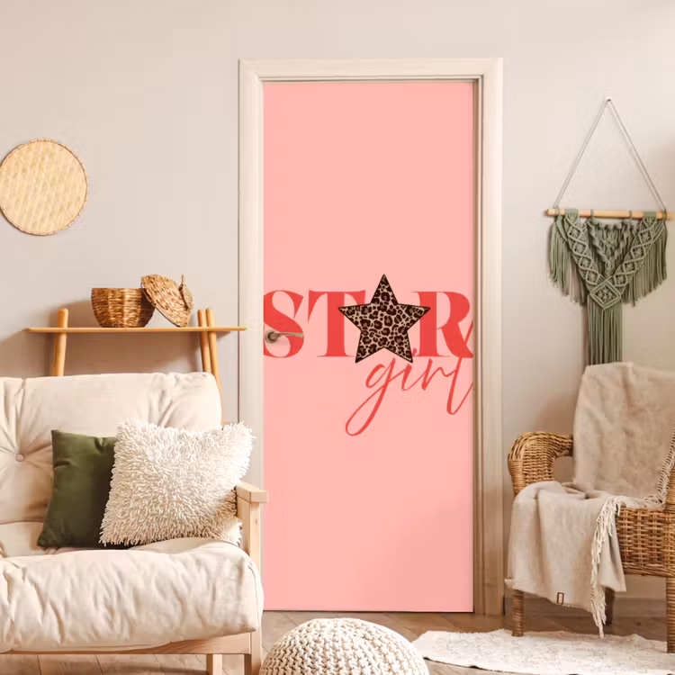 Deursticker - Star girl - Roze - Panter - Ster — 4