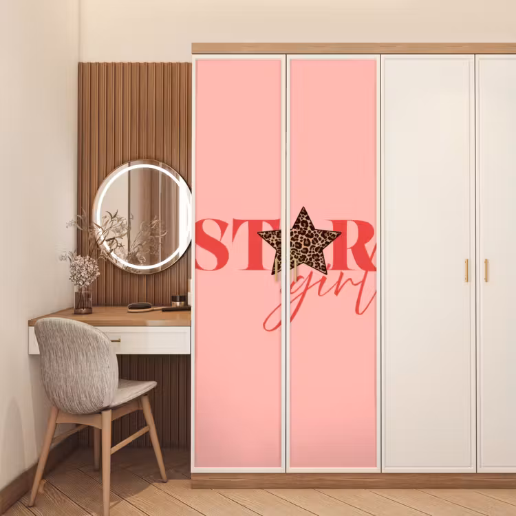 Deursticker - Star girl - Roze - Panter - Ster — 5