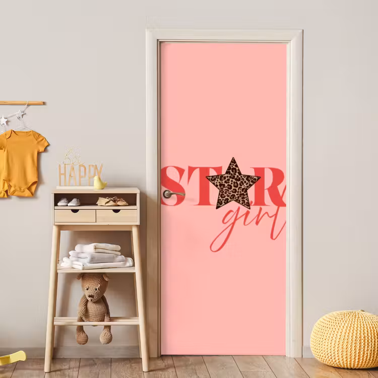 Deursticker - Star girl - Roze - Panter - Ster — 6