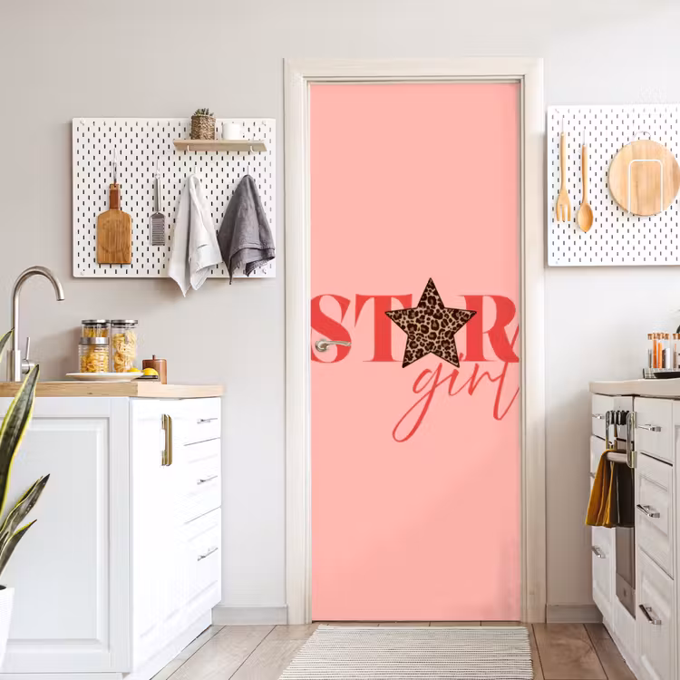 Deursticker - Star girl - Roze - Panter - Ster — 7