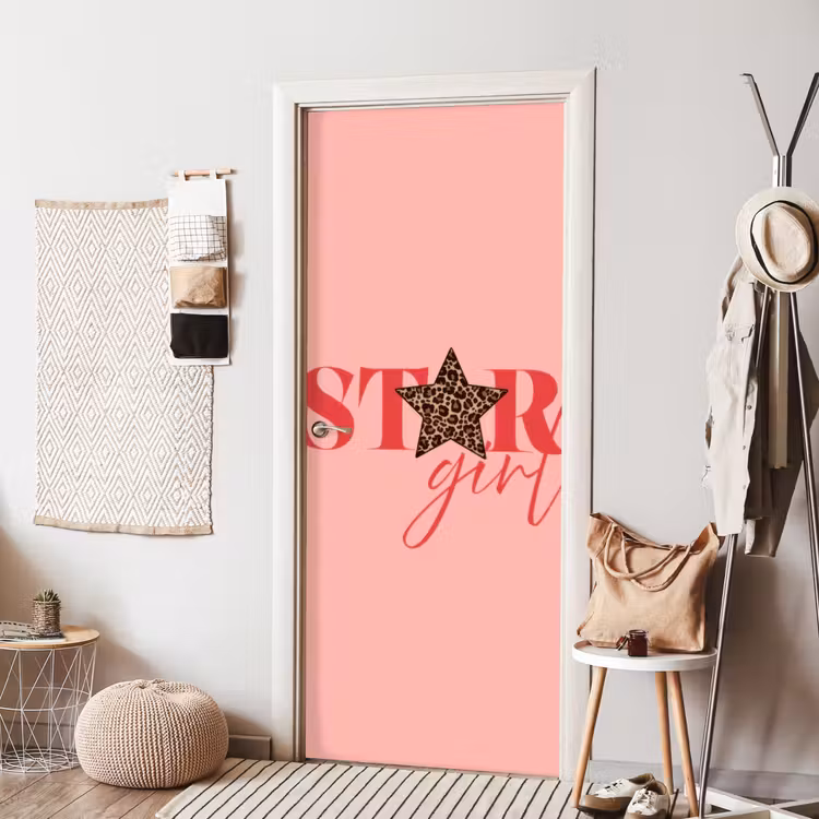Deursticker - Star girl - Roze - Panter - Ster — 8