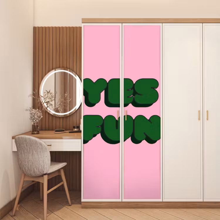 Deursticker - Yes fun - Groen - Roze — 5