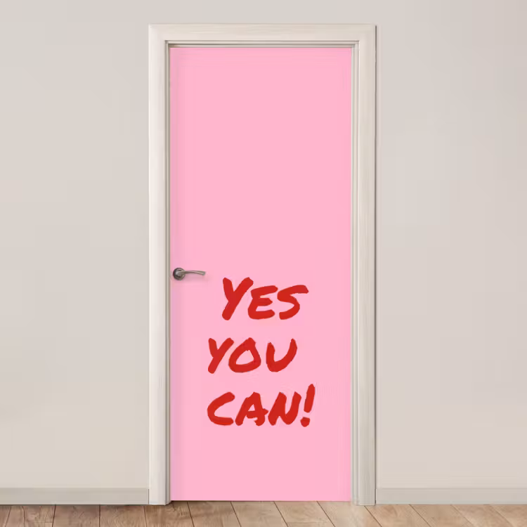 Deursticker - Yes you can do it - Rood - Roze — 1