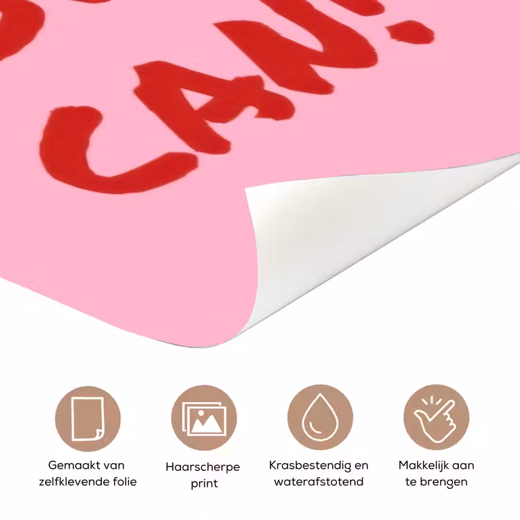 Deursticker - Yes you can do it - Rood - Roze — 3