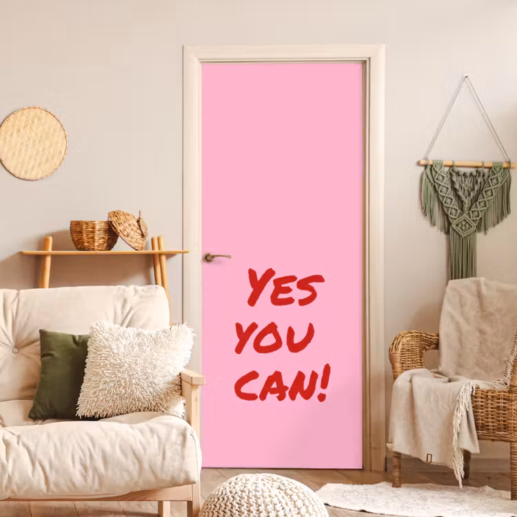 Deursticker - Yes you can do it - Rood - Roze — 4