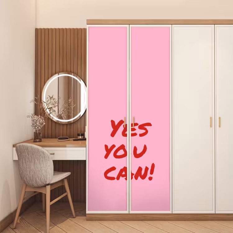 Deursticker - Yes you can do it - Rood - Roze — 5