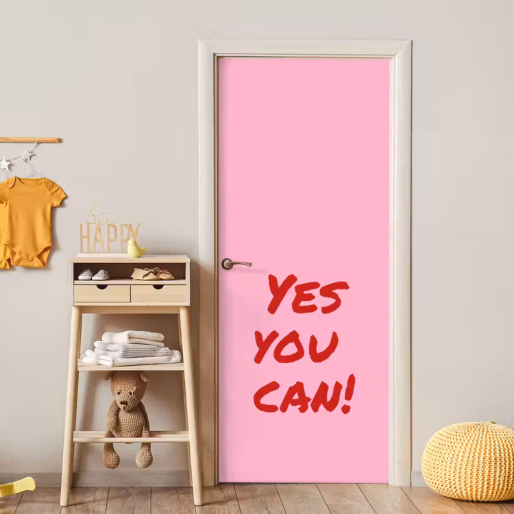 Deursticker - Yes you can do it - Rood - Roze — 6