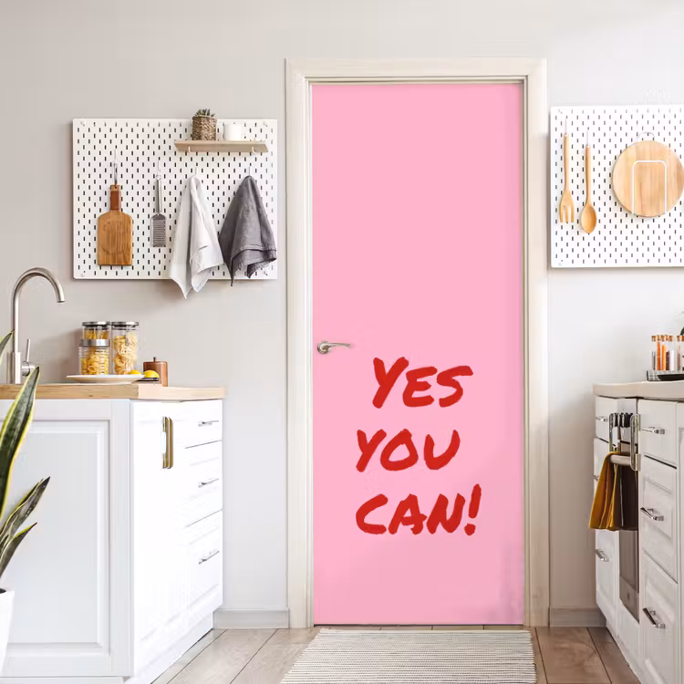Deursticker - Yes you can do it - Rood - Roze — 7